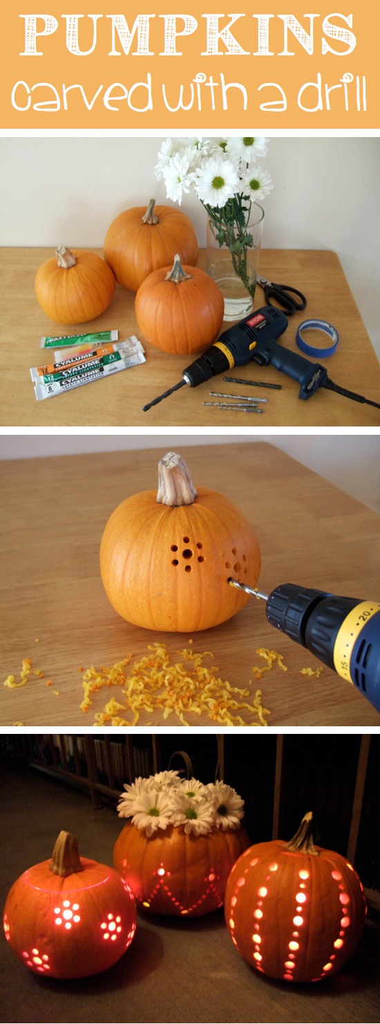 Pumpkins carved with a drill!